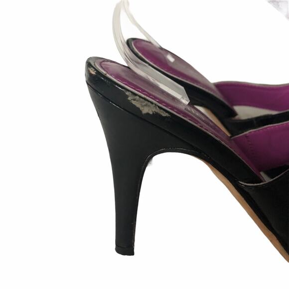 Sergio Rossi Strappy Cage Peep Toe Heel Suede Patent Leather 37 GUC - Picture 4 of 13